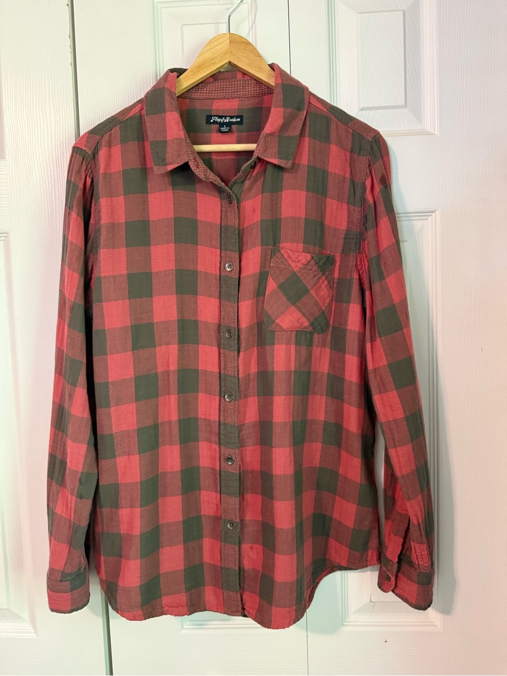 Flag & Anthem Red and Brown Plaid Button-Up Shirt